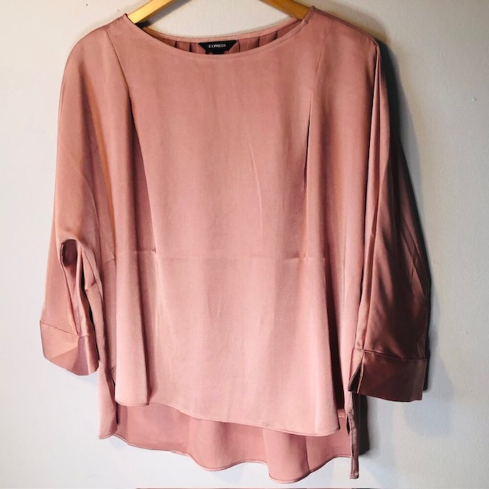 Casual Dressy Express Dark Rose Satin Blouse Size M